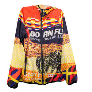 Born Fly Men's Hoodie Multi Large Full Zip Long Sleeve Pockets Comfort Fleece
